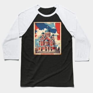 Alexander Nevsky Cathedral Russia Vintage Tourism Poster Baseball T-Shirt